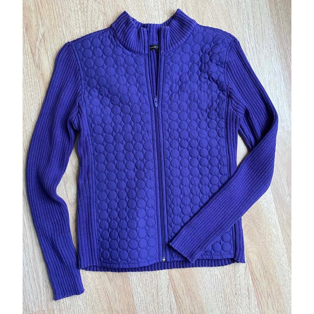 Purple Sweater Jacket Quilted Panels Riding Barn